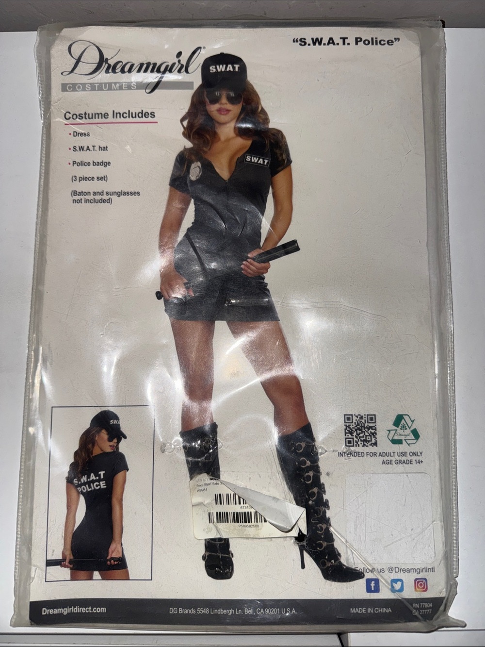 Dreamgirl Black S.W.A.T. Police Costume Dress